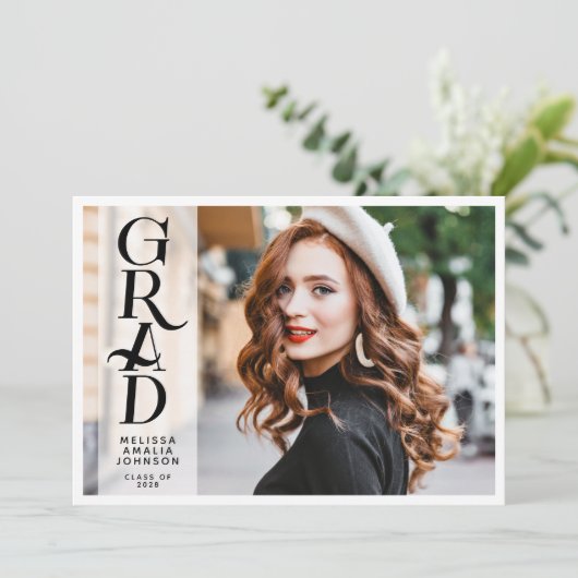 Moderne uitnodiging voor aankondiging Afstuderen f (Staand voorkant)