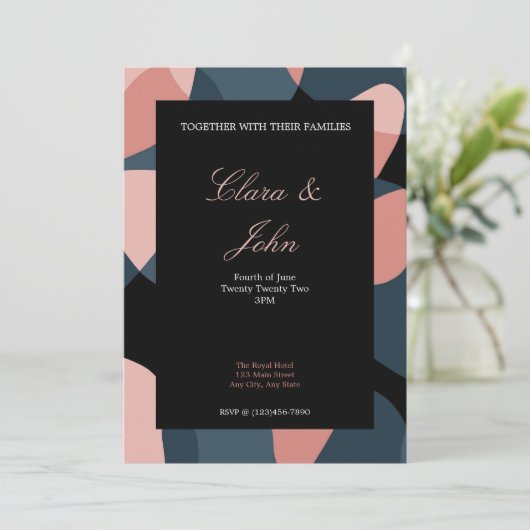 Moderne uitnodiging voor Abstracte bruiloft (Staand voorkant)