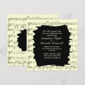 Moderne uitnodiging voor Abstracte gele muziek (Voorkant / Achterkant)