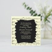 Moderne uitnodiging voor Abstracte gele muziek (Staand voorkant)