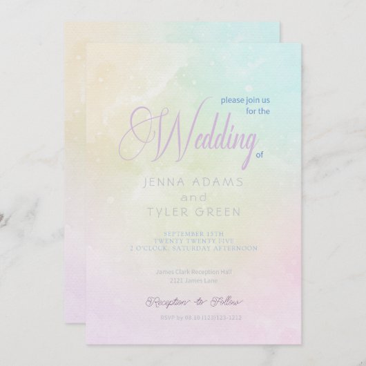 Moderne uitnodiging voor Abstracte regenboogpastei (Voorkant / Achterkant)