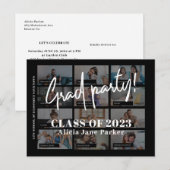 Moderne uitnodiging voor afgestudeerden fotocollag briefkaart (Voorkant / Achterkant)