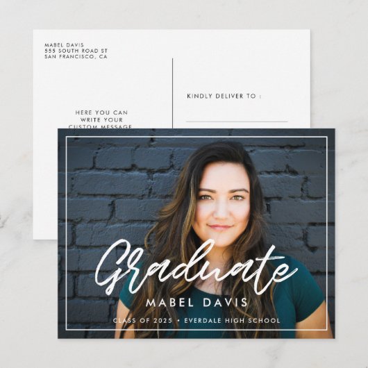 Moderne uitnodiging voor afgestudeerden fotograaf (Voorkant / Achterkant)