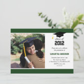 Moderne uitnodiging voor Afstuderen - Hunter Green (Staand voorkant)