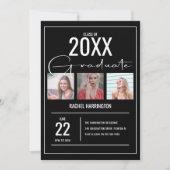Moderne uitnodiging voor afstuderen met 3 foto's (Voorkant)