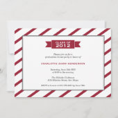 Moderne uitnodiging voor afstuderen met rode stree (Voorkant)