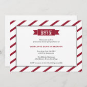 Moderne uitnodiging voor afstuderen met rode stree (Voorkant / Achterkant)