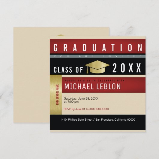 moderne uitnodiging voor afstuderende gasten (Voorkant / Achterkant)