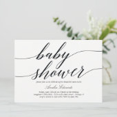 Moderne uitnodiging voor baby shower in scriptstij (Staand voorkant)