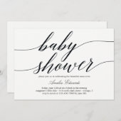 Moderne uitnodiging voor baby shower in scriptstij (Voorkant / Achterkant)