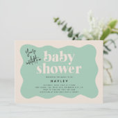 Moderne uitnodiging voor Baby shower van Mint Gree (Staand voorkant)