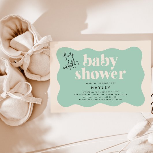 Moderne uitnodiging voor Baby shower van Mint Gree