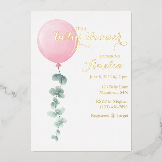 Moderne uitnodiging voor baby shower van waterverf (Voorkant)