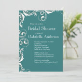 Moderne uitnodiging voor Blauwgroen bridal met ele (Staand voorkant)