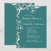 Moderne uitnodiging voor Blauwgroen bridal met ele (Voorkant / Achterkant)