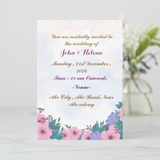 Moderne uitnodiging voor bruiloft (Staand voorkant)