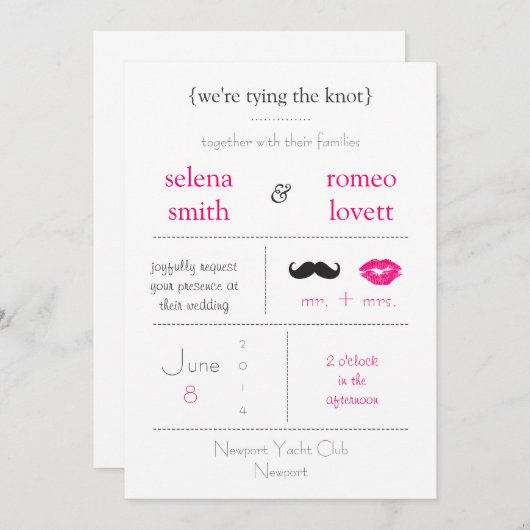 Moderne uitnodiging voor bruiloft (Voorkant / Achterkant)