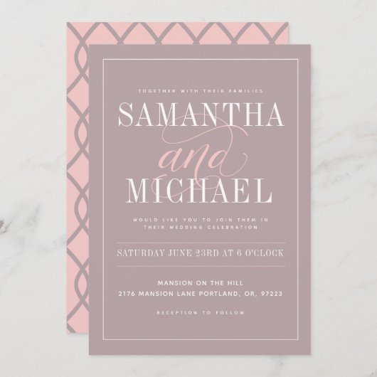 Moderne uitnodiging voor bruiloft (Voorkant / Achterkant)