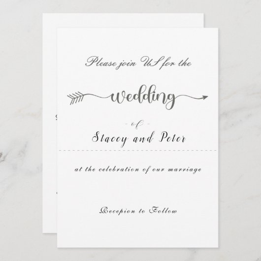Moderne uitnodiging voor bruiloft (Voorkant / Achterkant)