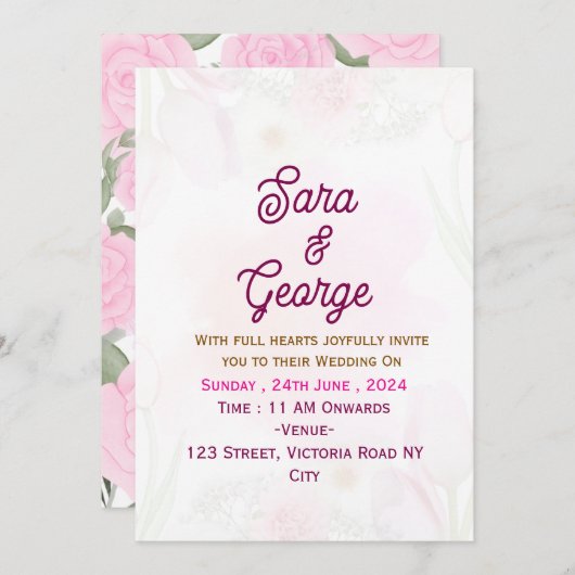 Moderne uitnodiging voor bruiloft (Voorkant / Achterkant)