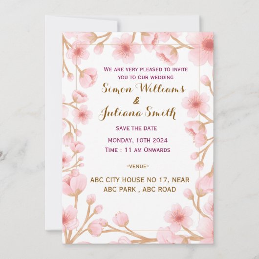 Moderne uitnodiging voor bruiloft (Voorkant)