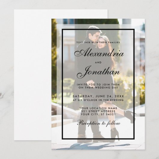 Moderne uitnodiging voor bruiloft - Bekleding (Voorkant / Achterkant)