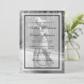 Moderne uitnodiging voor bruiloft - Bekleding B&W (Staand voorkant)