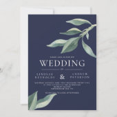 Moderne uitnodiging voor bruiloft in botanische ri (Voorkant)
