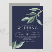 Moderne uitnodiging voor bruiloft in botanische ri (Voorkant / Achterkant)