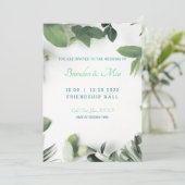 Moderne uitnodiging voor bruiloft met botanische b (Staand voorkant)