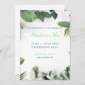 Moderne uitnodiging voor bruiloft met botanische b (Voorkant / Achterkant)