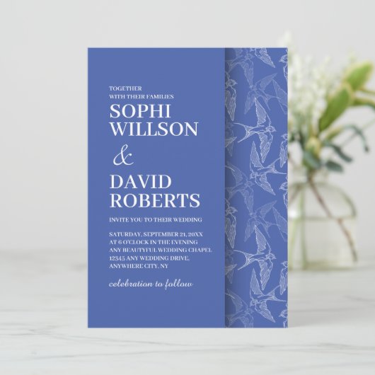 Moderne uitnodiging voor bruiloft met slikpatroon (Staand voorkant)