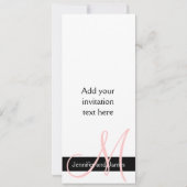 Moderne uitnodiging voor bruiloft Monogram zwart r (Achterkant)