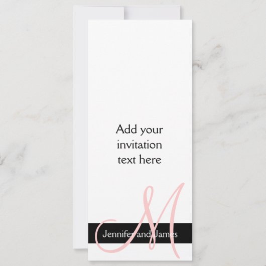 Moderne uitnodiging voor bruiloft Monogram zwart r (Achterkant)