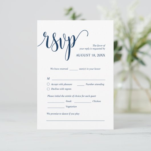 Moderne uitnodiging voor bruiloft RSVP Ingesloten Informatiekaartje (Staand voorkant)