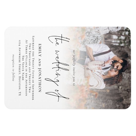 Moderne Uitnodiging voor bruiloft via hedendaagse  Magneet