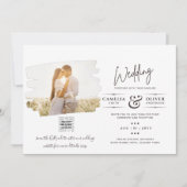 Moderne uitnodiging voor bruiloft via witte en zwa (Voorkant)