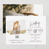 Moderne uitnodiging voor bruiloft via witte en zwa (Voorkant / Achterkant)