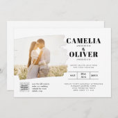 Moderne uitnodiging voor bruiloft via witte en zwa (Voorkant / Achterkant)