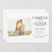 Moderne uitnodiging voor bruiloft via witte en zwa (Voorkant / Achterkant)