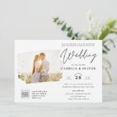 Moderne uitnodiging voor bruiloft via witte en zwa (Staand voorkant)