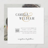 Moderne uitnodiging voor bruiloft via witte en zwa (Voorkant / Achterkant)