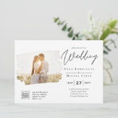 Moderne uitnodiging voor bruiloft via witte en zwa (Staand voorkant)