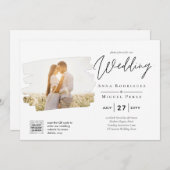 Moderne uitnodiging voor bruiloft via witte en zwa (Voorkant / Achterkant)