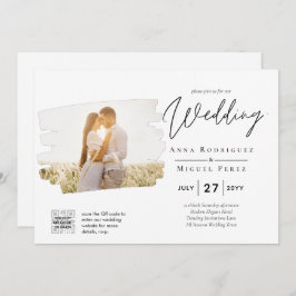 Moderne uitnodiging voor bruiloft via witte en zwa