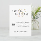 Moderne uitnodiging voor bruiloft via witte en zwa (Staand voorkant)