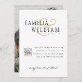 Moderne uitnodiging voor bruiloft via witte en zwa (Voorkant / Achterkant)