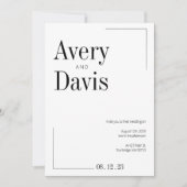 Moderne uitnodiging voor chic Black en White Weddi (Voorkant)