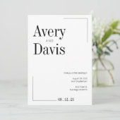 Moderne uitnodiging voor chic Black en White Weddi (Staand voorkant)