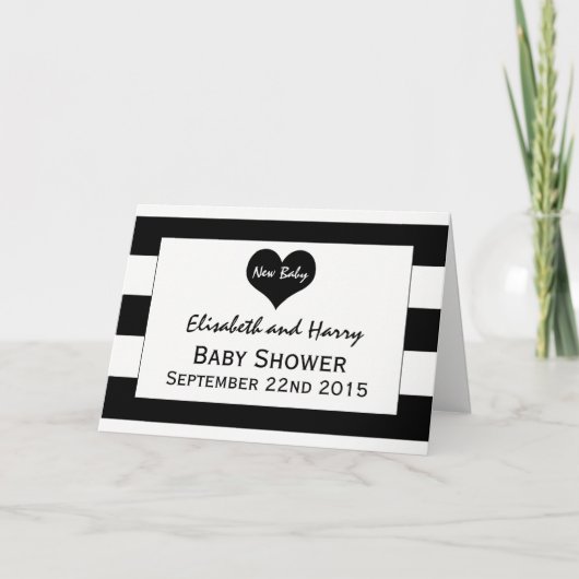 Moderne uitnodiging voor Chic Black & White Baby s (Voorkant)